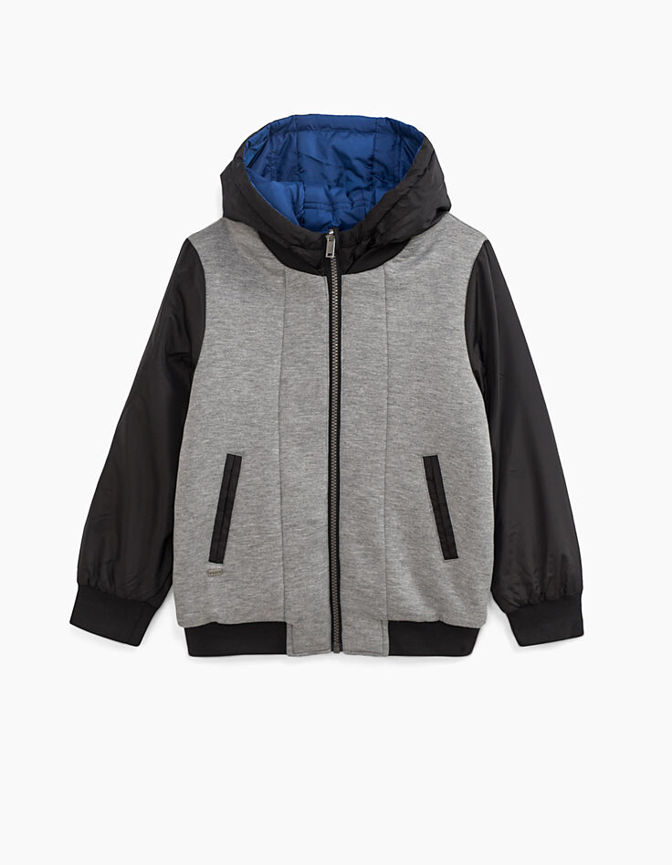 Blouson réversible gris foncé et bleu garçon -2