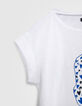 Weißes Mädchen-T-Shirt mit Leopard und Herz-6