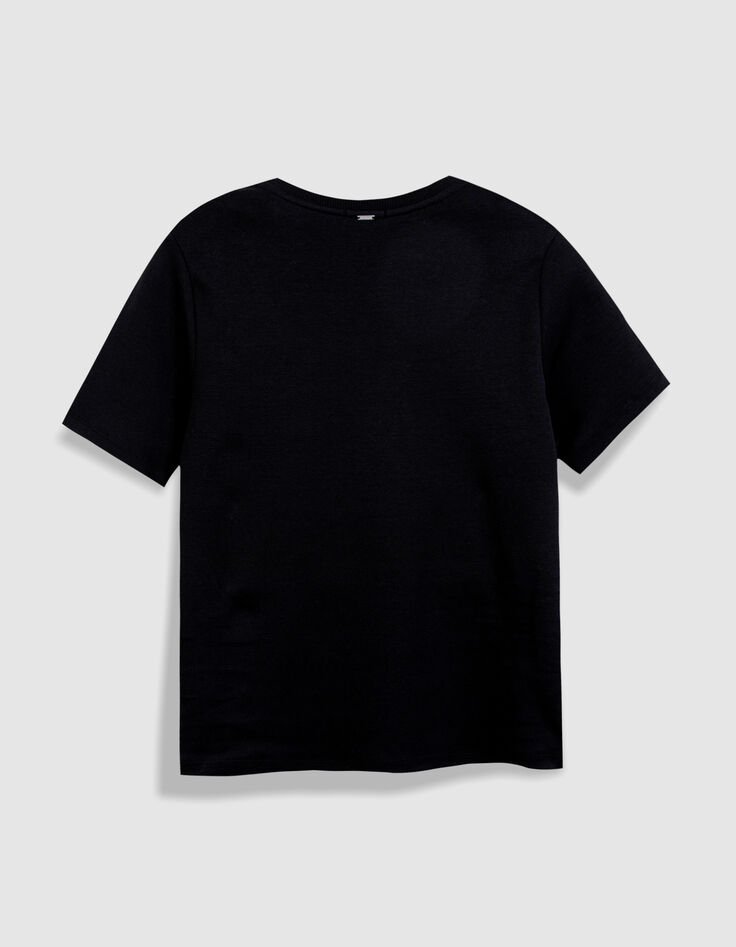 Tee-shirt manches courtes noir motif c&oelig;ur clout&eacute; pour femme-2