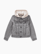 Boys’ bleached grey denim jacket + sweatshirt fabric hood-8