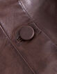 Women's brown faded leather coat with patch pockets-9