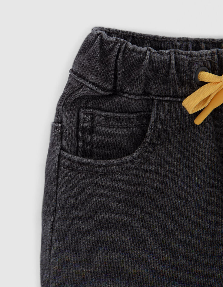 Baby boys’ grey knit trousers with yellow ties-2