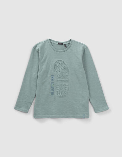 Boys&rsquo; green T-shirt with embossed footprint - IKKS