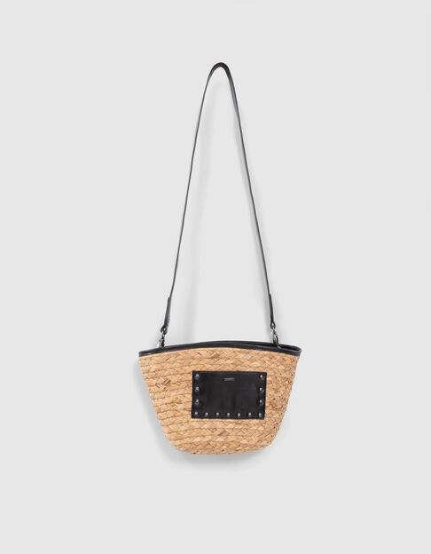 Girls’ beige and black straw-mix basket bag - IKKS