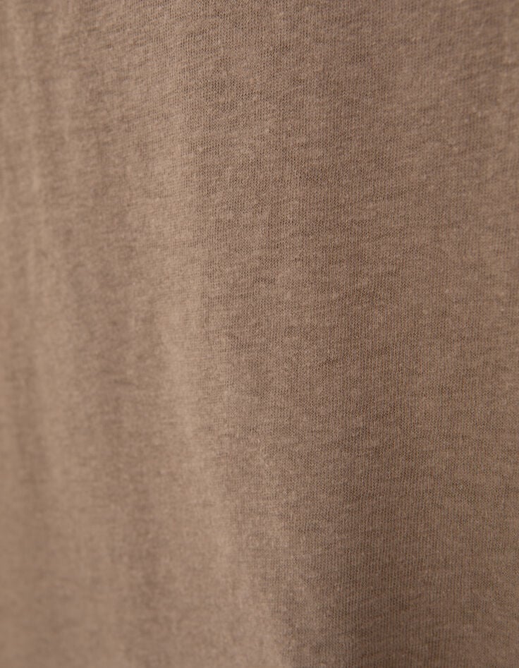 Camiseta beige c&aacute;&ntilde;amo y algod&oacute;n flameado hombre-7