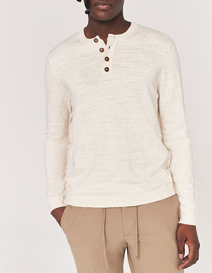 Pull tunisien off white tricot Homme-1