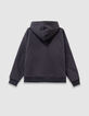 Cardigan à capuche gris zippé oversize garçon-3