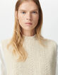 Women’s beige knit sleeveless bib front top-3