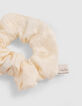 Girls’ orangey and embroidered white scrunchies-4