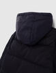 Doudoune navy bi matière fourrée à capuche nylon garçon-6