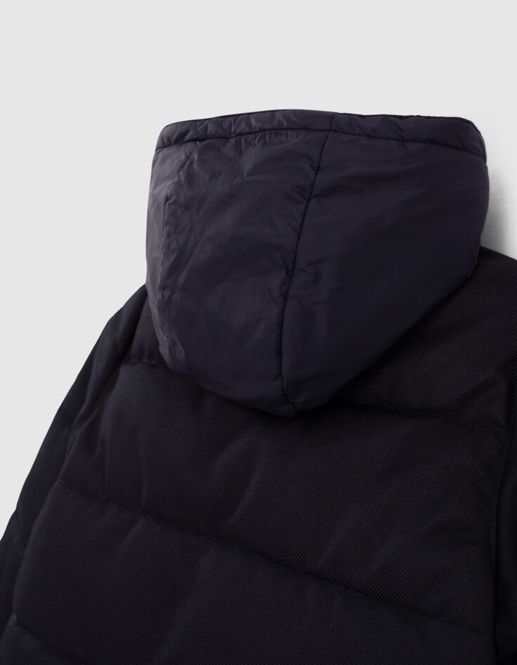 Doudoune navy bi matière fourrée à capuche nylon garçon-6