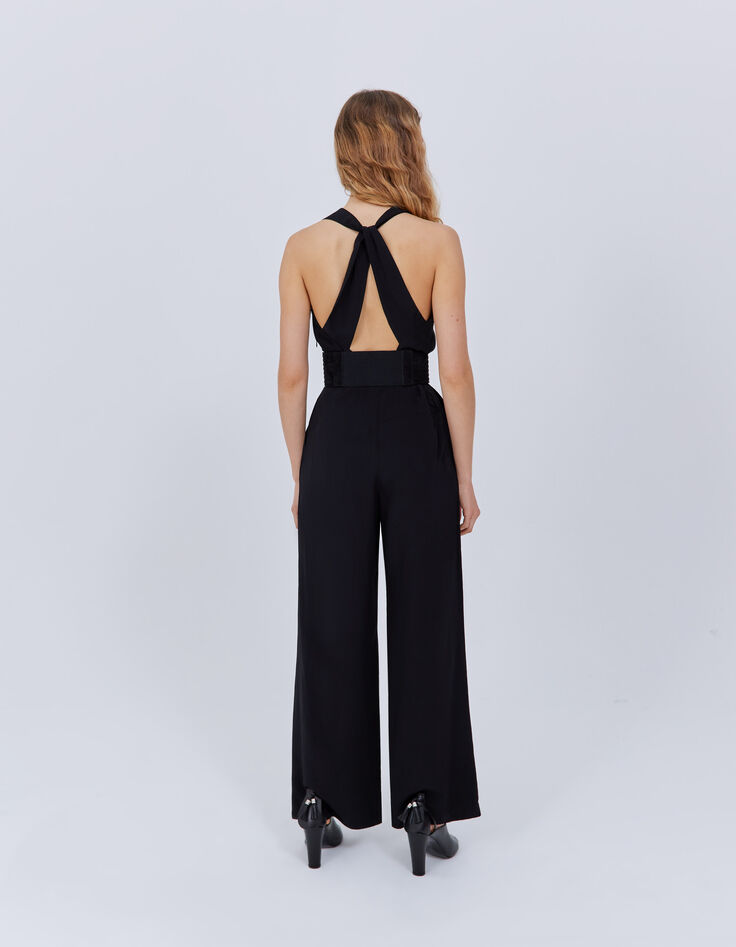 Combinaison pantalon noire dos-nu Femme-2