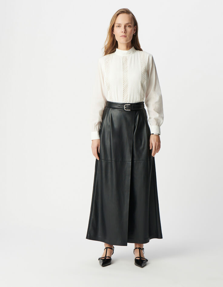 Pantalon large noir portefeuille Femme-1