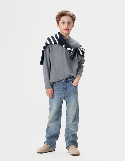 Baggy blauwe jeans dirty wash jongens - IKKS