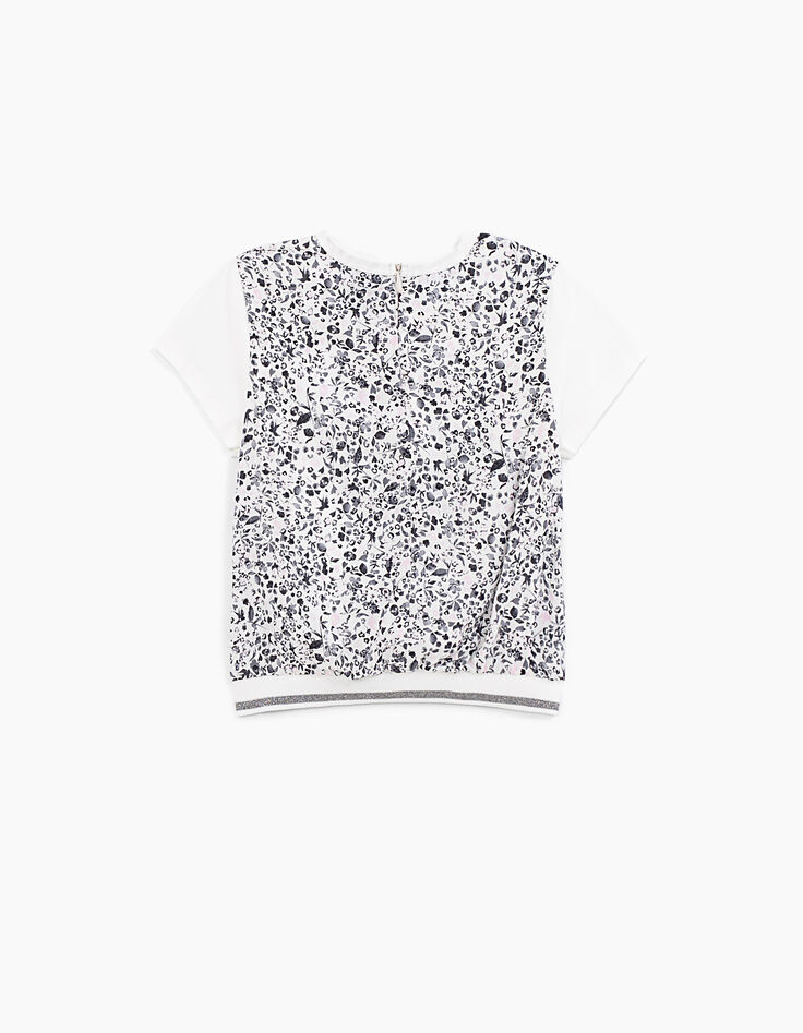 Camiseta blanco roto bi-tejido detrás estampado niña-4