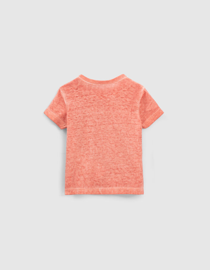 Orangefarbenes T-Shirt mit Stickerei für Babyjungen - IKKS