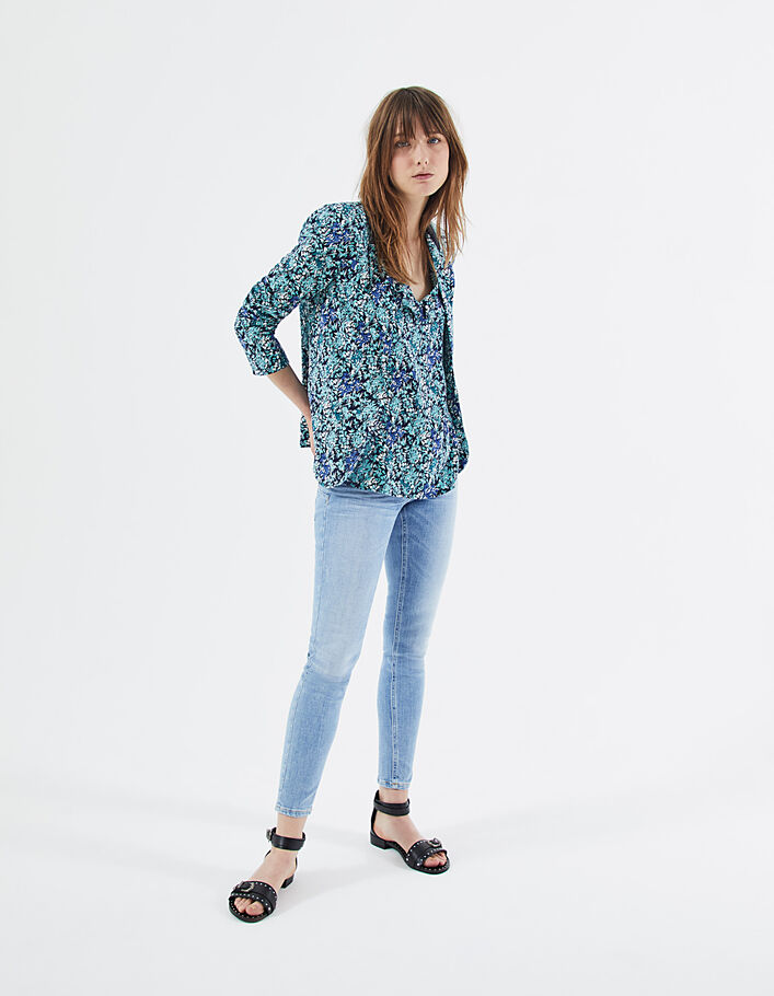 Veste tailleur imprimé Sea Flowers col contrasté femme-6