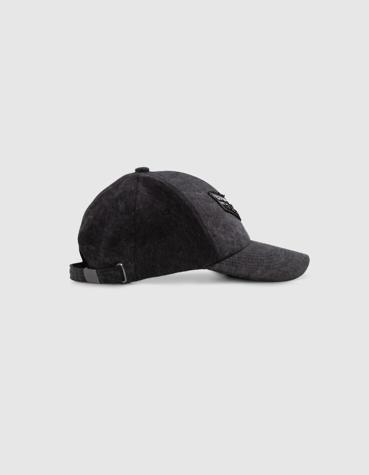 Damen-Jeans-Cap Anthrazit mit Fischgr&auml;te-1