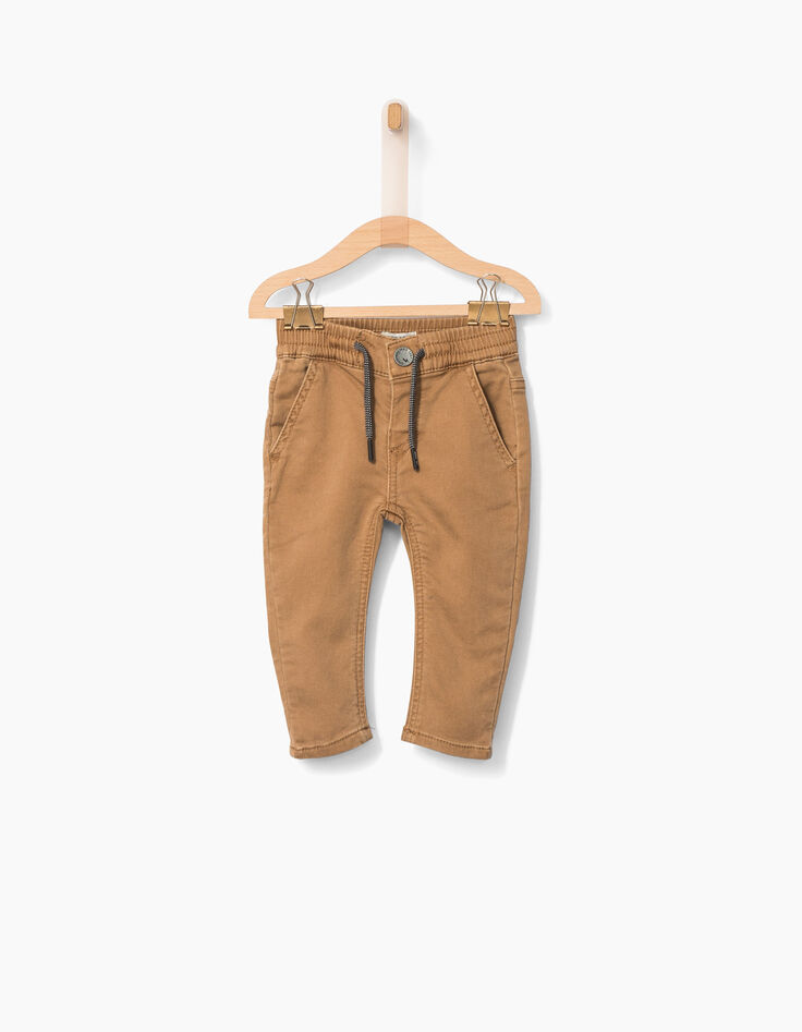 Pantalon cognac à ceinture élastiquée bébé garçon-1 Pantalon cognac à ceinture élastiquée bébé garçon-1