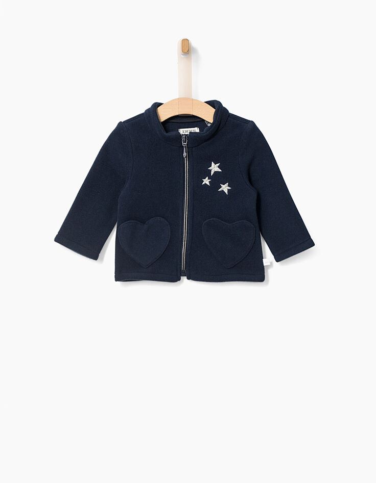 Cardigan polaire marine zippé bébé fille-1