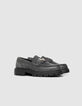 Women’s grey leather moccasins with lugged soles-5