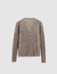 Pull manches longues beige tricot c&ocirc;tes plates Femme-6
