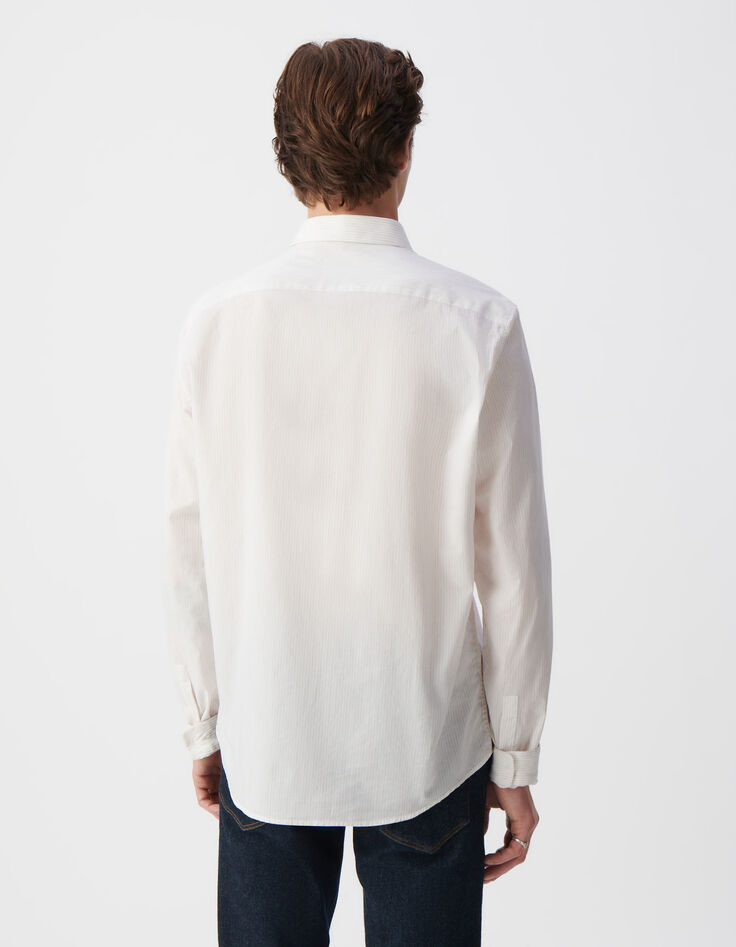 Chemise SLIM beige motif rayures aquarellées Homme-3