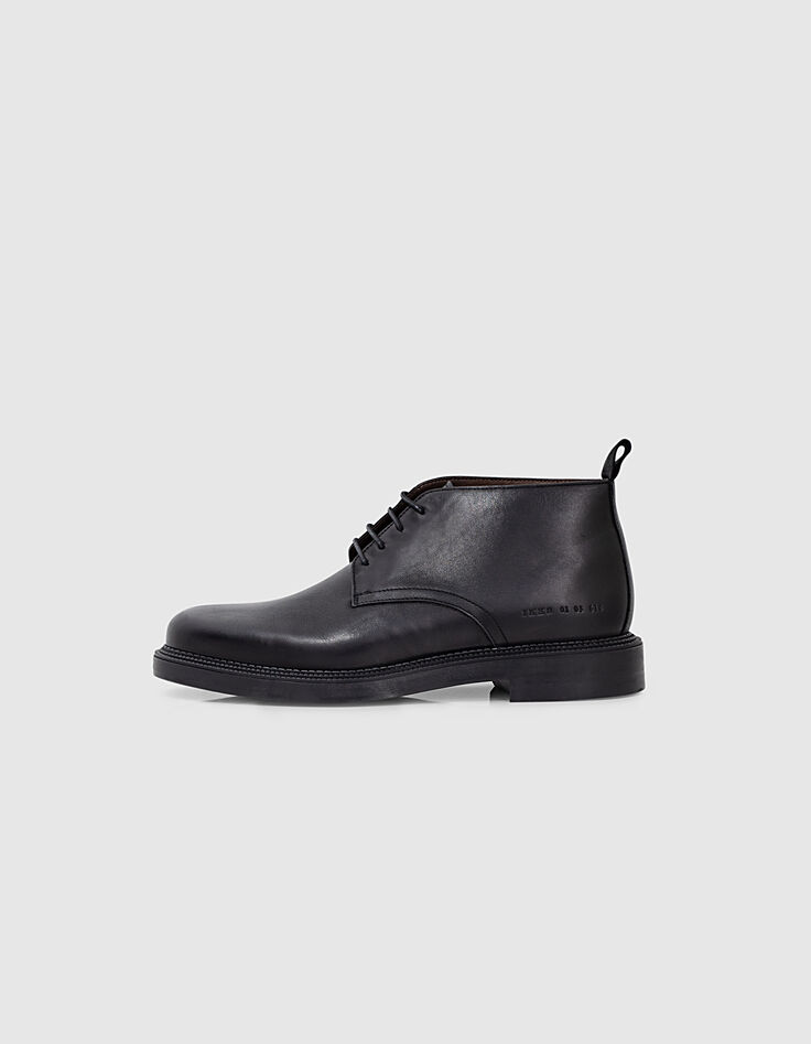 Men’s black high-top leather Derby shoes-5