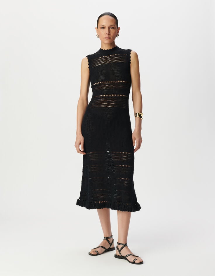 Robe midi noire tricot esprit crochet-1 Robe midi noire tricot esprit crochet-1