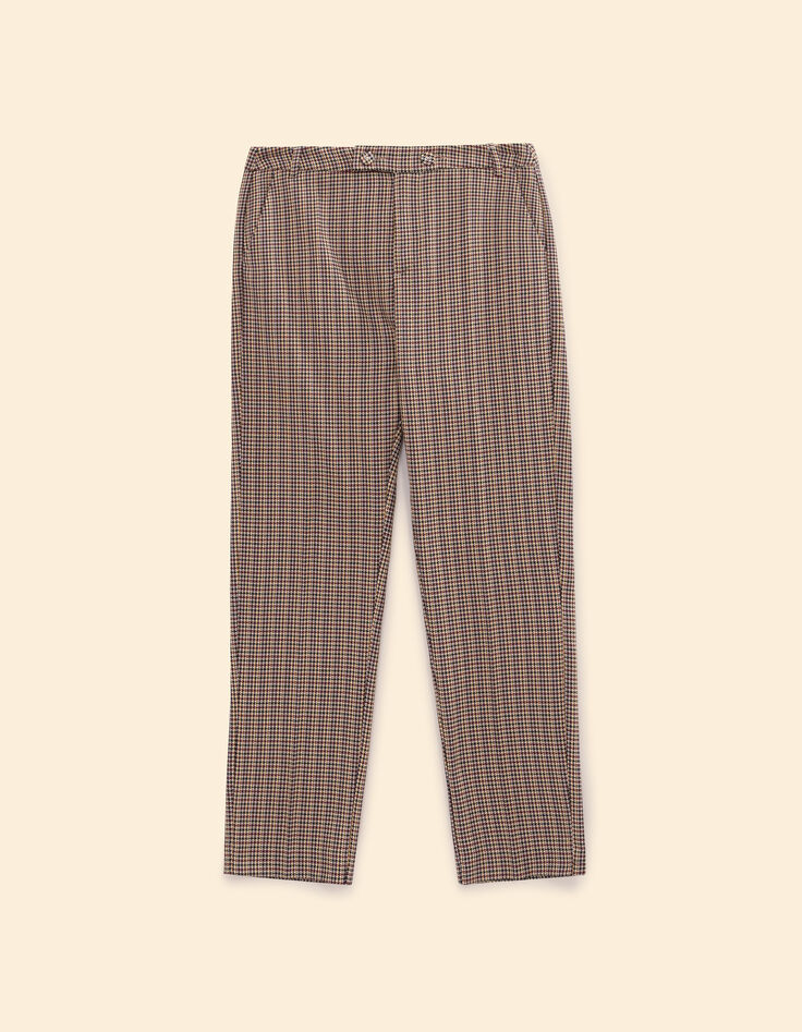 Pantalon de tailleur beige motif pied-de-puce LAURENCE I.Code-8
