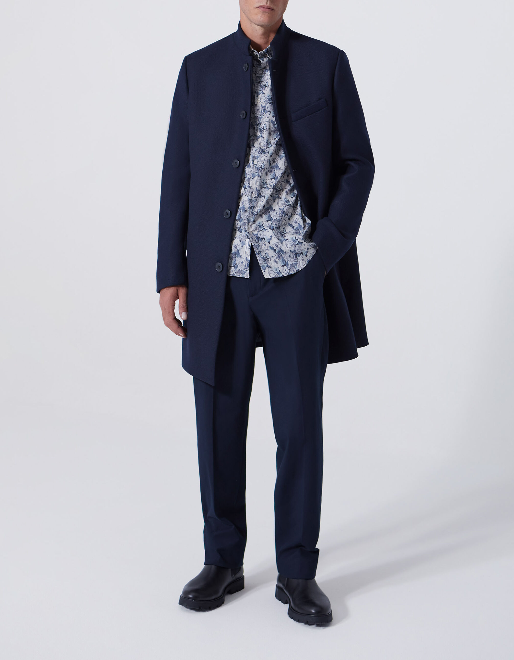 Manteau marine droit upcycle Homme
