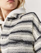 Chemise loose à rayures en tweed noir et blanc femme-3