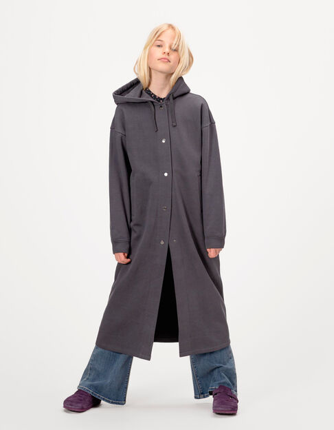 Girls’ grey midi-length hooded cardigan - IKKS