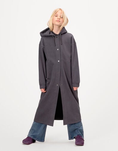 Girls’ grey midi-length hooded cardigan - IKKS