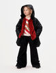 Girls’ 2-in-1 black parka and red gilet-5