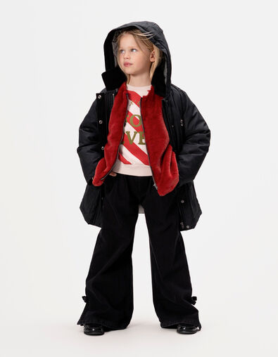 Parka 2 en 1 negra chaleco rojo sin mangas niña - IKKS