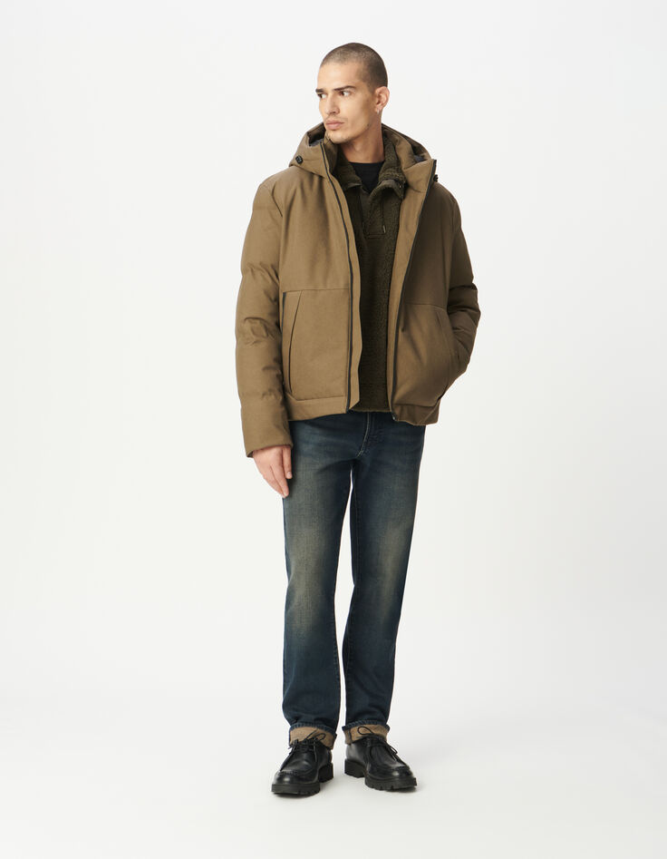 Men’s beige WATERPROOF hooded padded jacket-6