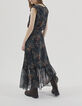 Vestido largo sin mangas gasa estampado arabesco floral-4