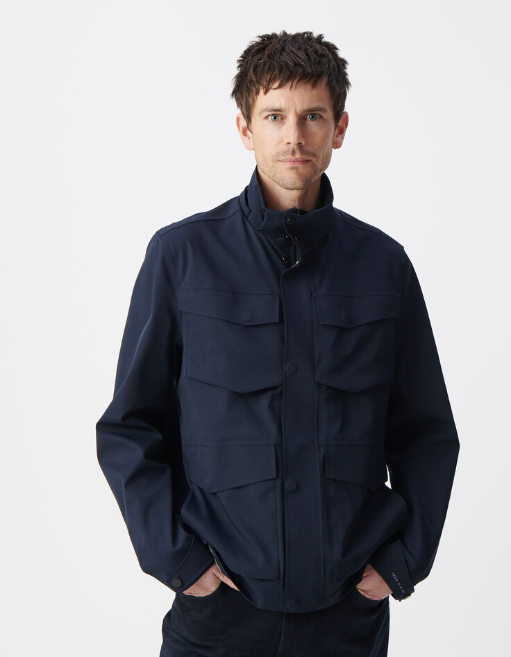Marineblauwe parka WATERPROOF nylon Heren-1