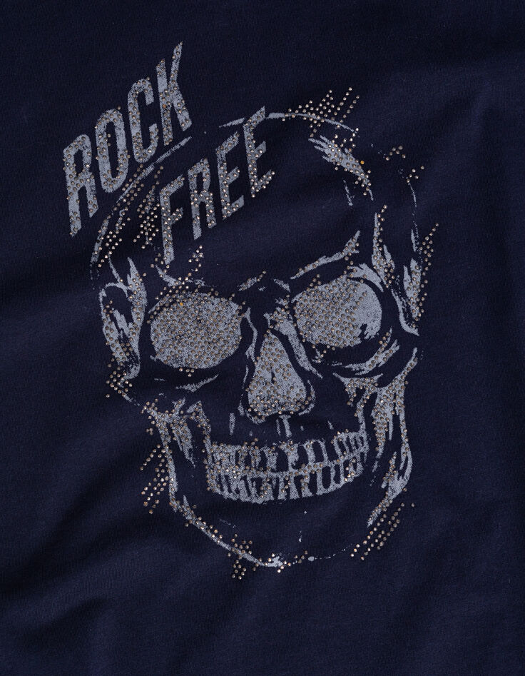 Totenkopf-T-Shirt aus Bio-Baumwolle f&uuml;r Damen, navy-5