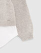 Grauer M&auml;dchenstrickpullover mit Trompe-l&lsquo;oeil-Bluse-5