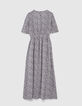 Robe longue &eacute;crue imprim&eacute; fleurs parme fille-5