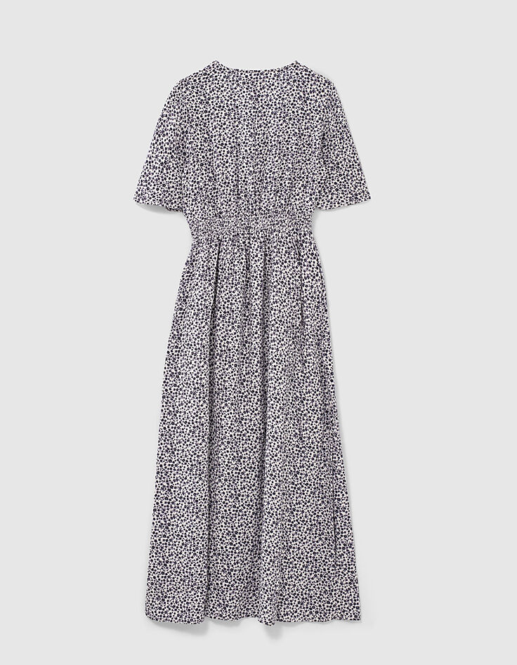 Robe longue &eacute;crue imprim&eacute; fleurs parme fille-5