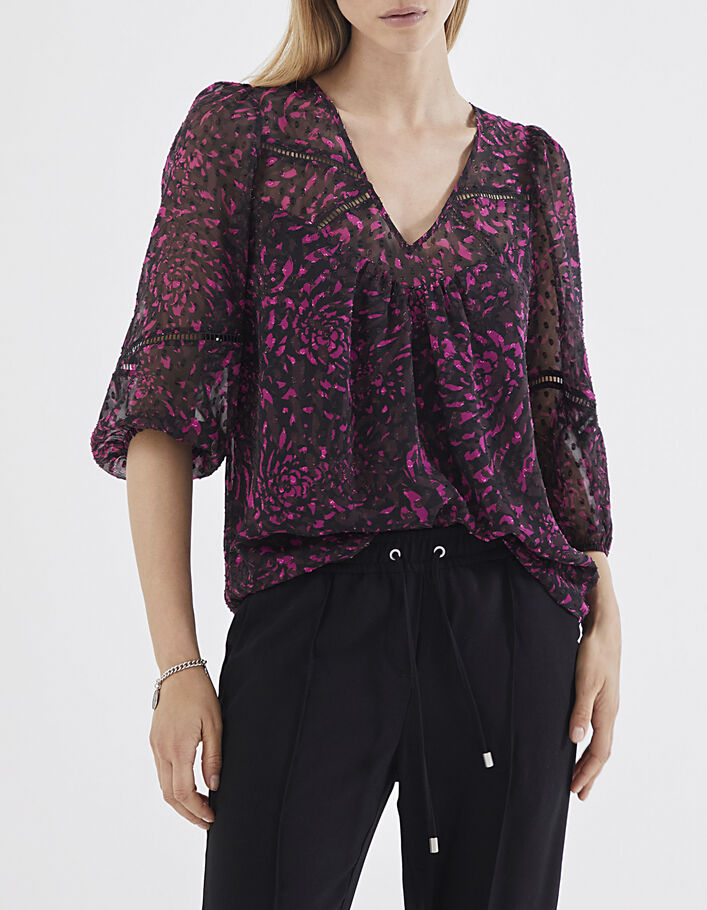 Blouse in plumetis-voile cosy flowers print dames-2