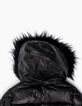 Girls’ black coated padded jacket with fur hood -4