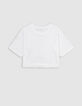 T-shirt blanc coton bio visuel bol de pâtes fille-6