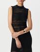 Robe midi noire tricot esprit crochet-2