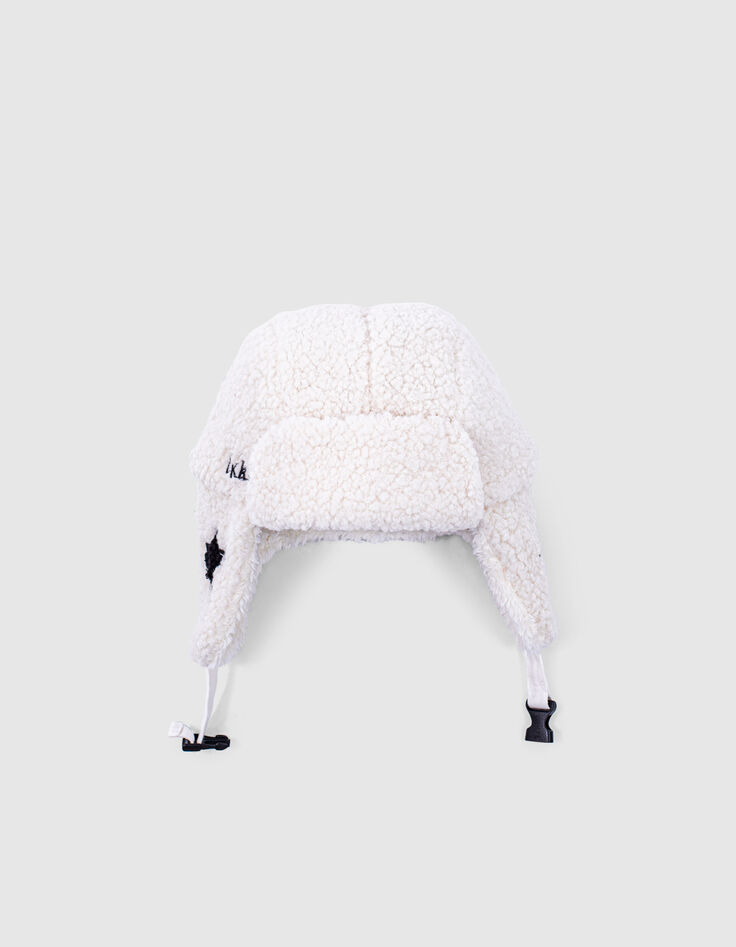 Chapka blanc cassé Sherpa brodé étoile bébé fille -1