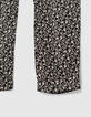 Zwarte vloeiende broek Ecovero® lelieprint meisjes-4