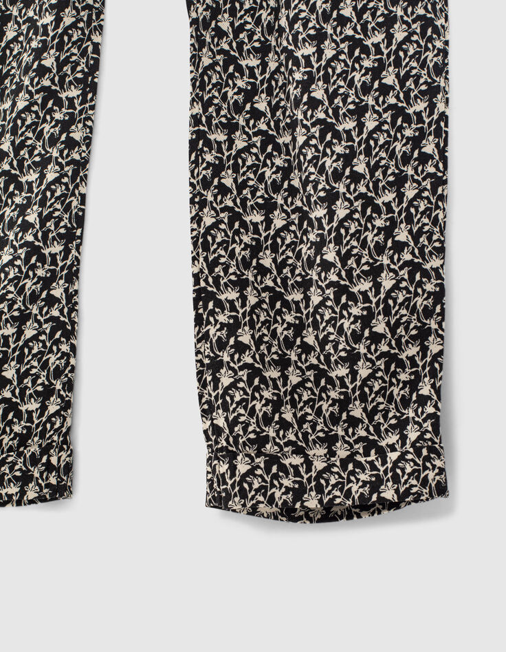 Zwarte vloeiende broek Ecovero® lelieprint meisjes-4